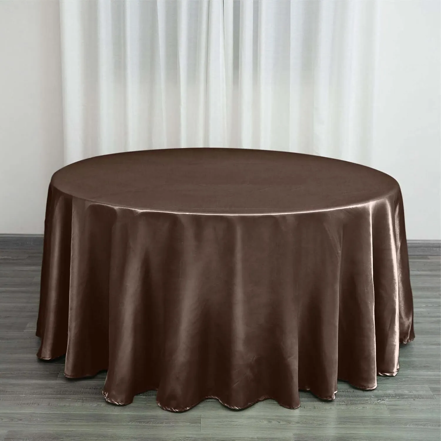132" Chocolate Round Satin Tablecloth