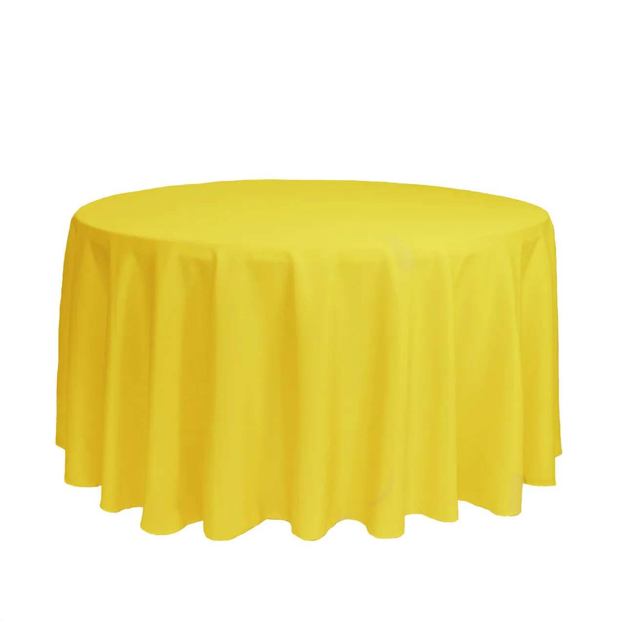 120" Yellow Round Polyester Tablecloth