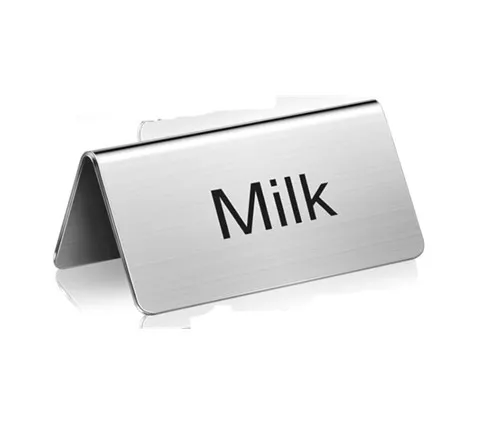 Stainless Steel Beverage "Milk" Tent Sign