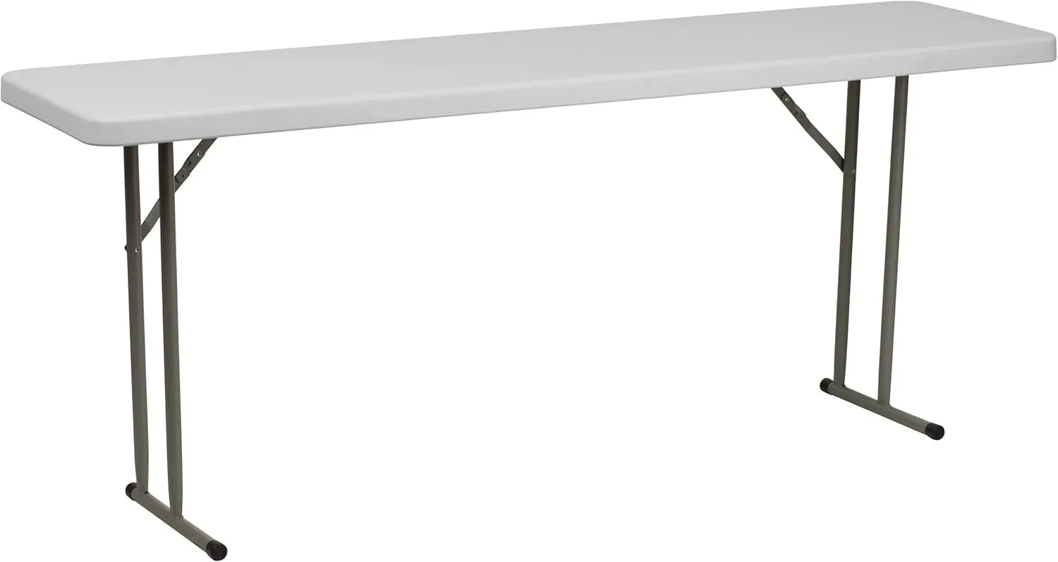 6' Plastic Folding Training Table in White Granite