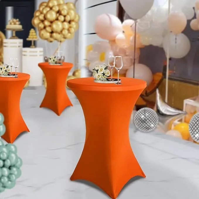 32" Orange Round Cocktail Tablecloth 