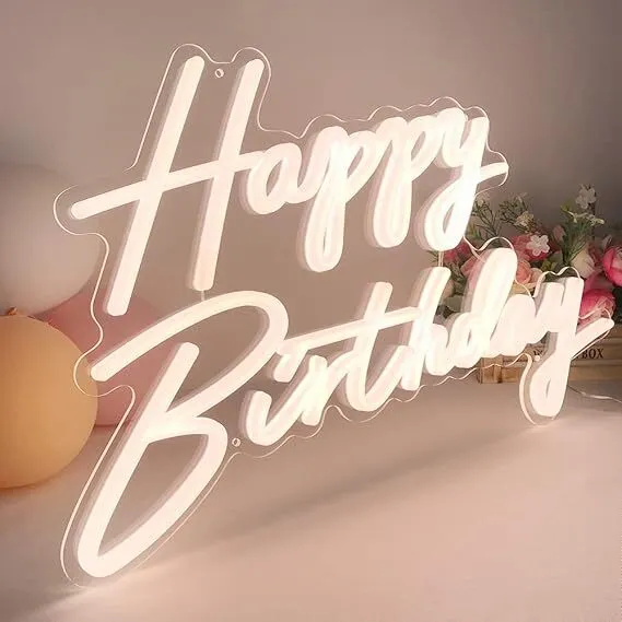  22.5 X 13.8" & 22.5 X 18" "Happy Birthday" Neon Sign