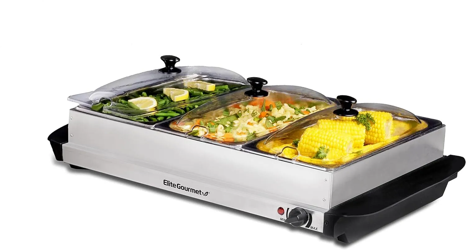 7.5 Quart Triple Buffet Server Food Warmer