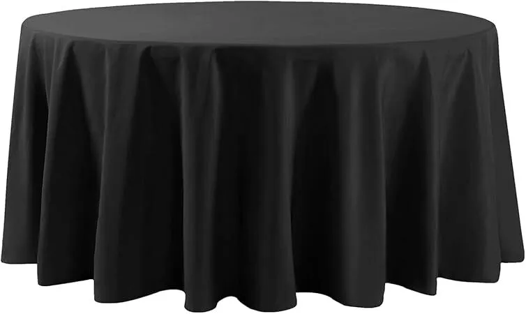 120" Black Round Polyester Tablecloth