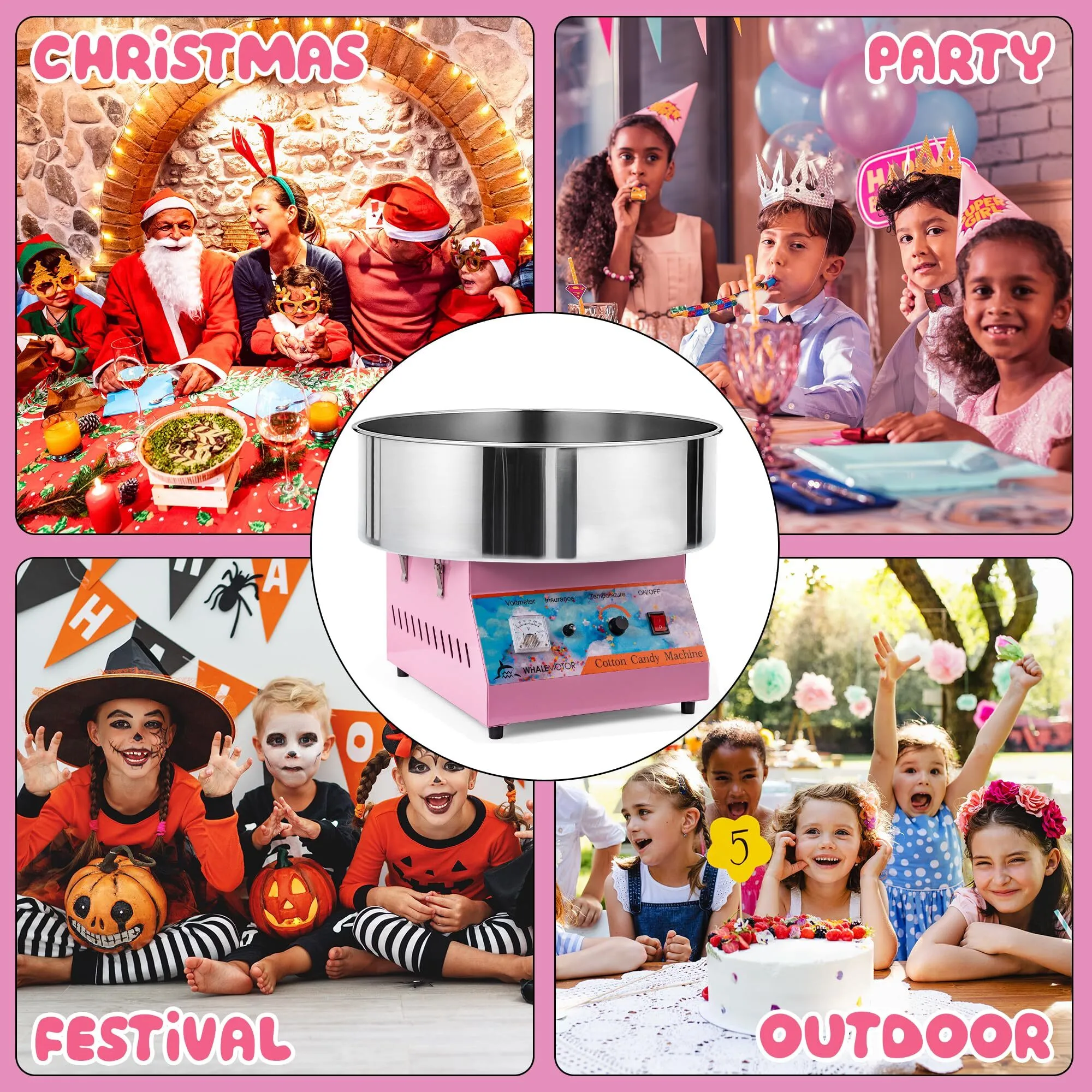 Pink Cotton Candy Machine 1000W