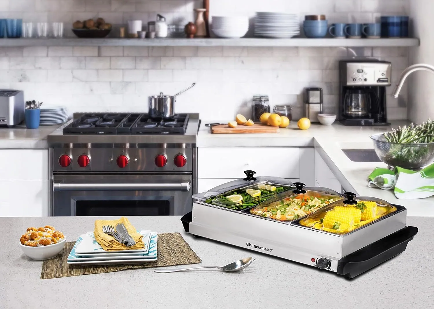 7.5 Quart Triple Buffet Server Food Warmer