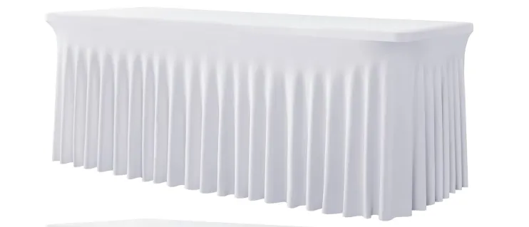 4 ft White Spandex Pleated Tablecloth
