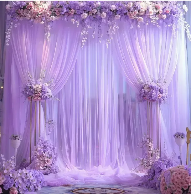 9.5' x 5' Lavender Sheer Curtain Backdrop