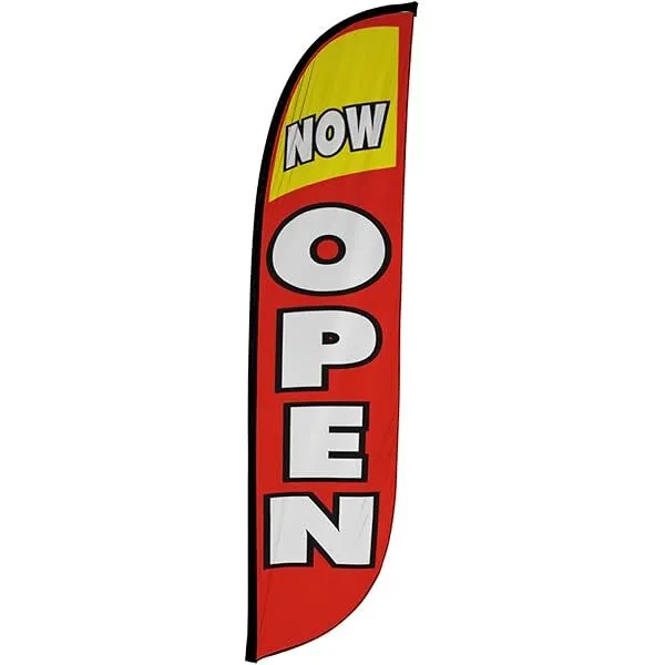 12' Red & Yellow "Now Open" Advertising Flag - Flag Only