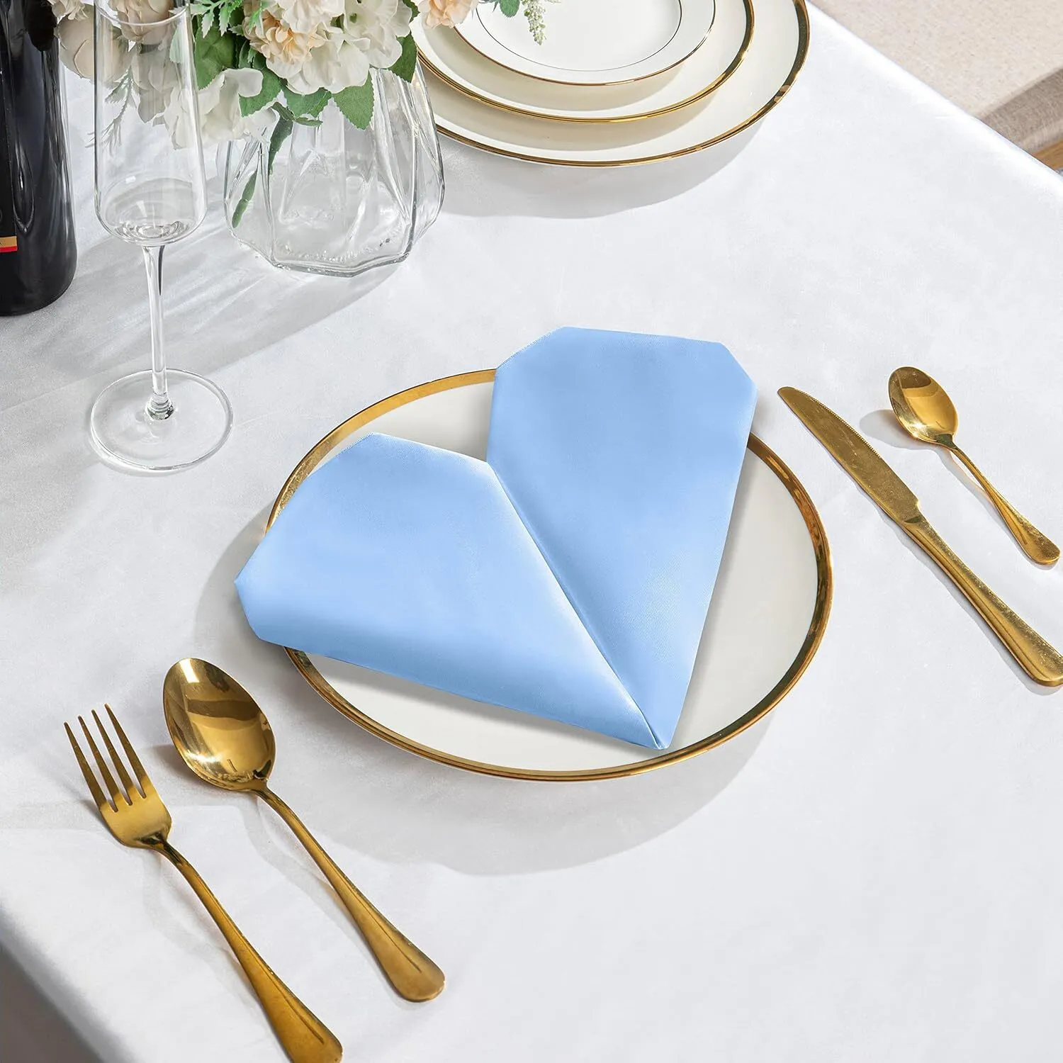 17" x 17" Light Blue Satin Napkin