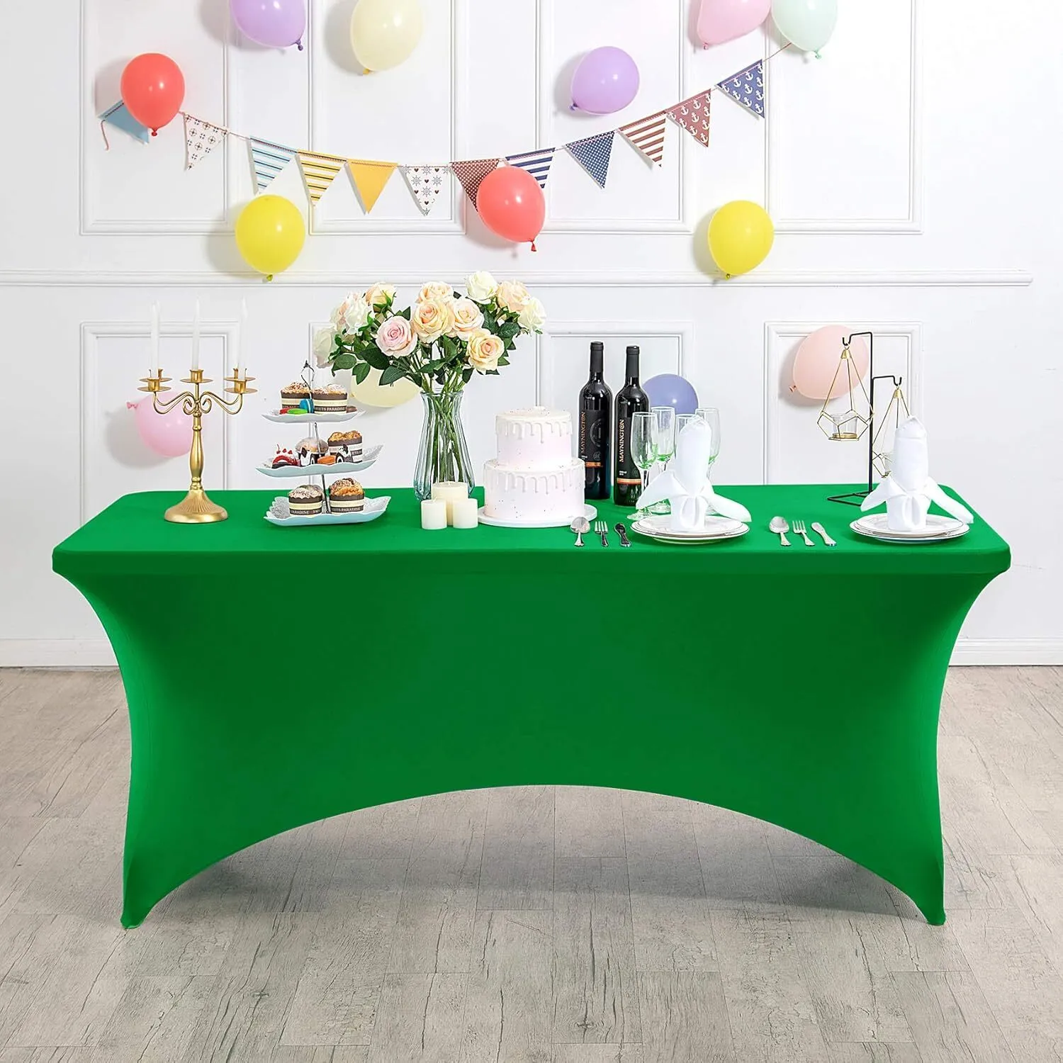 4' Emerald Green Rectangle Spandex Tablecloth