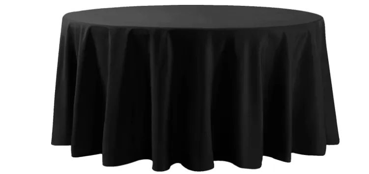 108" Black Round Polyester Tablecloth 