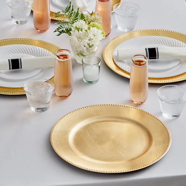 Gold Beaded Rim Charger Plate - 13"
