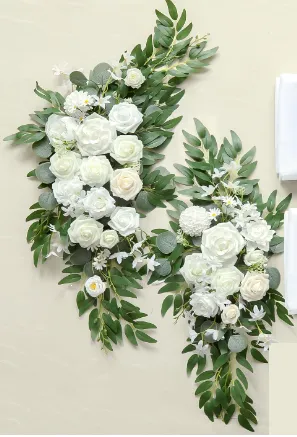 2-Piece White Artificial Flower Arch Décor Set
