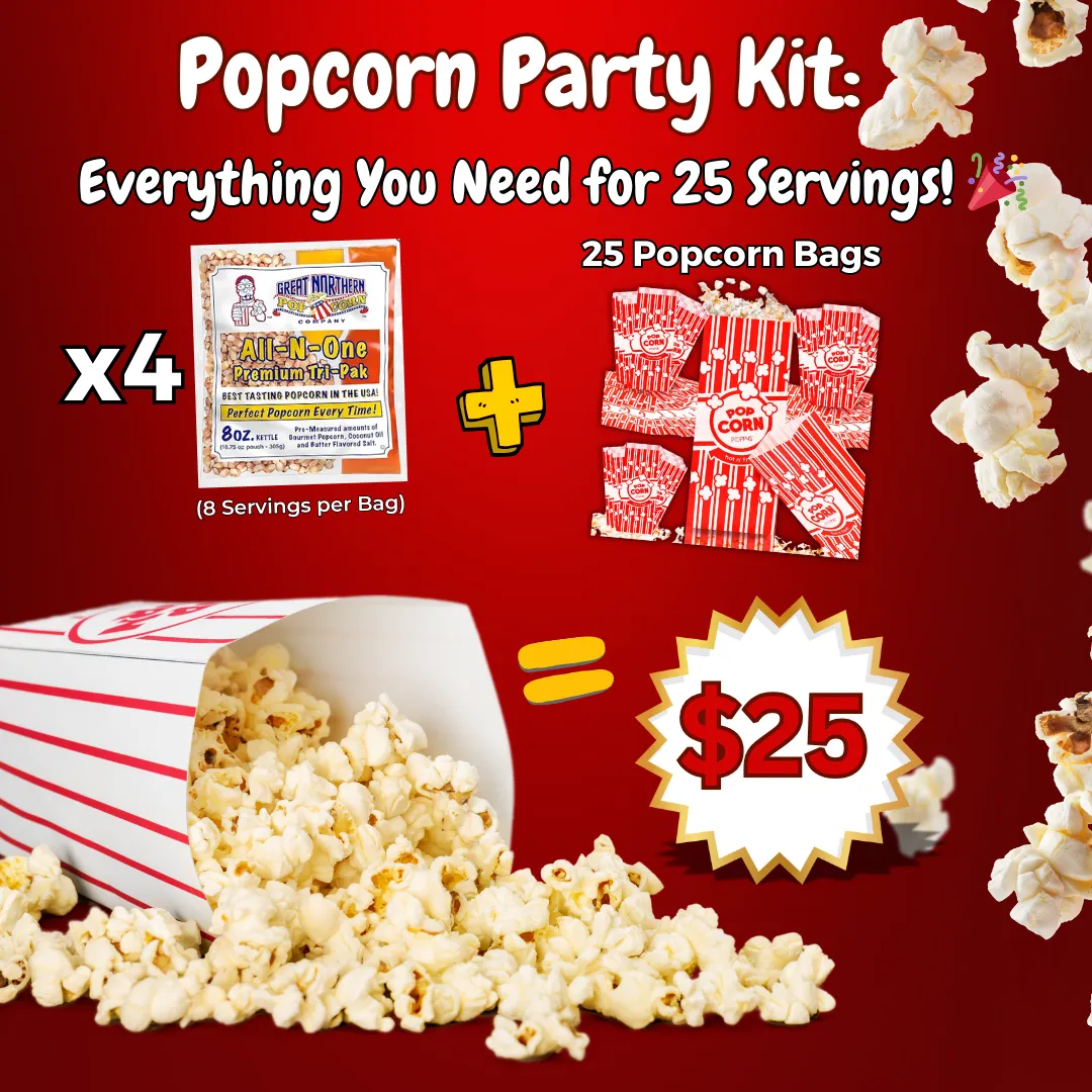 Complete Popcorn Kit – 25 Servings + Bags