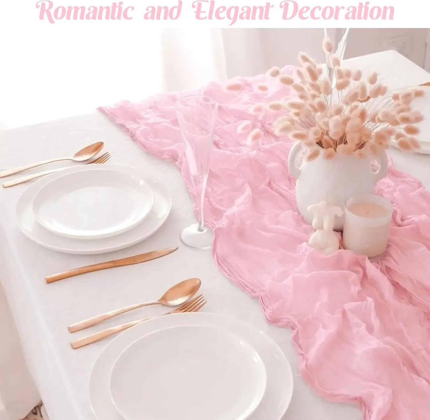 10' Light Pink Cheesecloth Table Runner