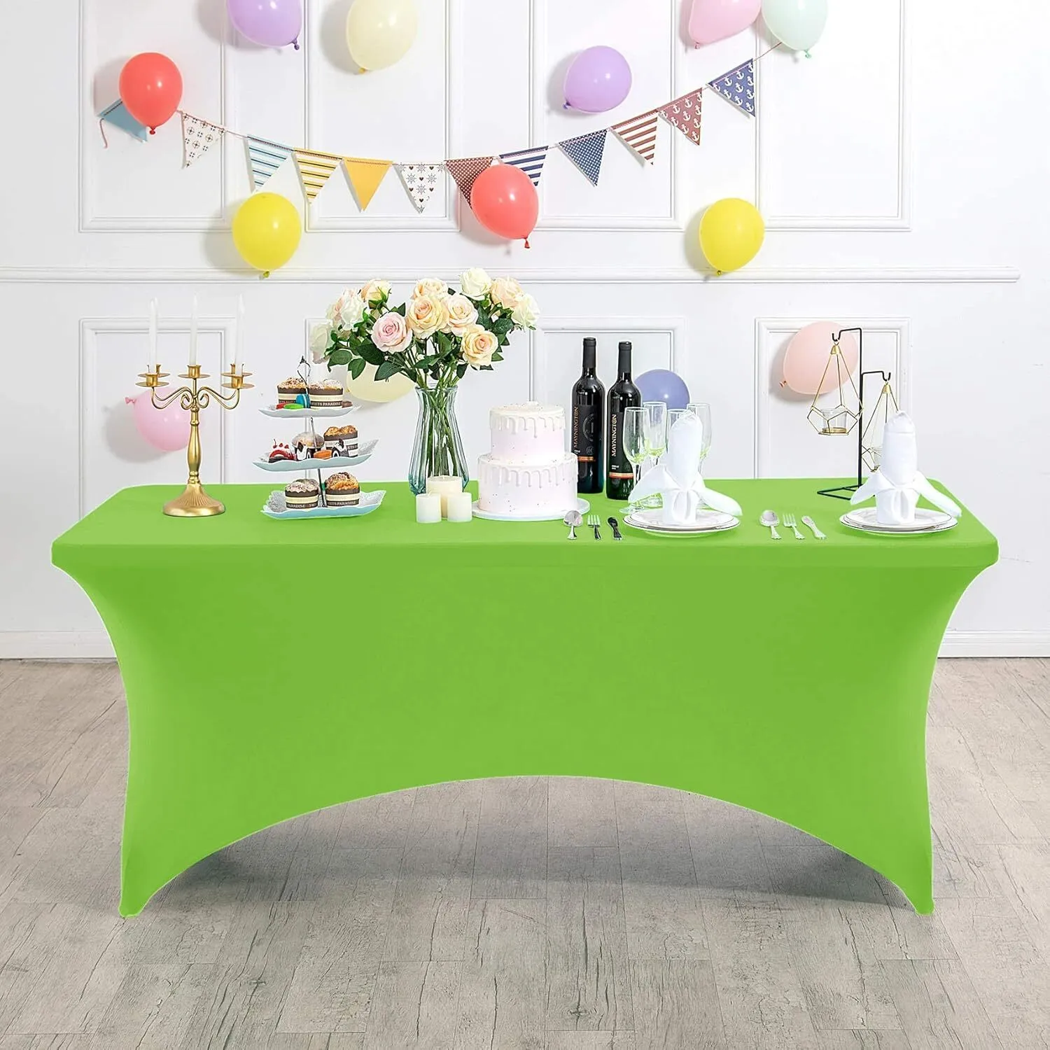 4' Apple Green Rectangle Spandex Tablecloth