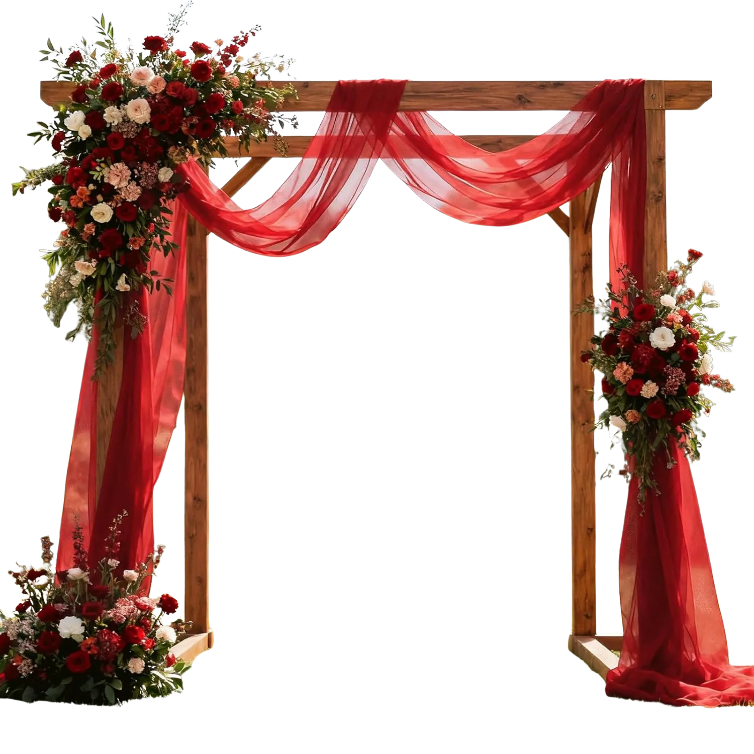 29" x 18 FT Red Sheer Chiffon Wedding Arch Drape