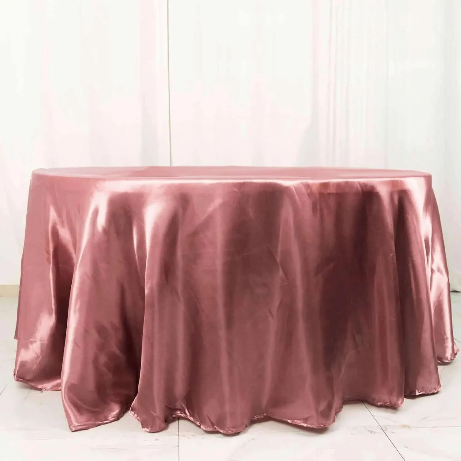 132" Rose Gold Round Satin Tablecloth