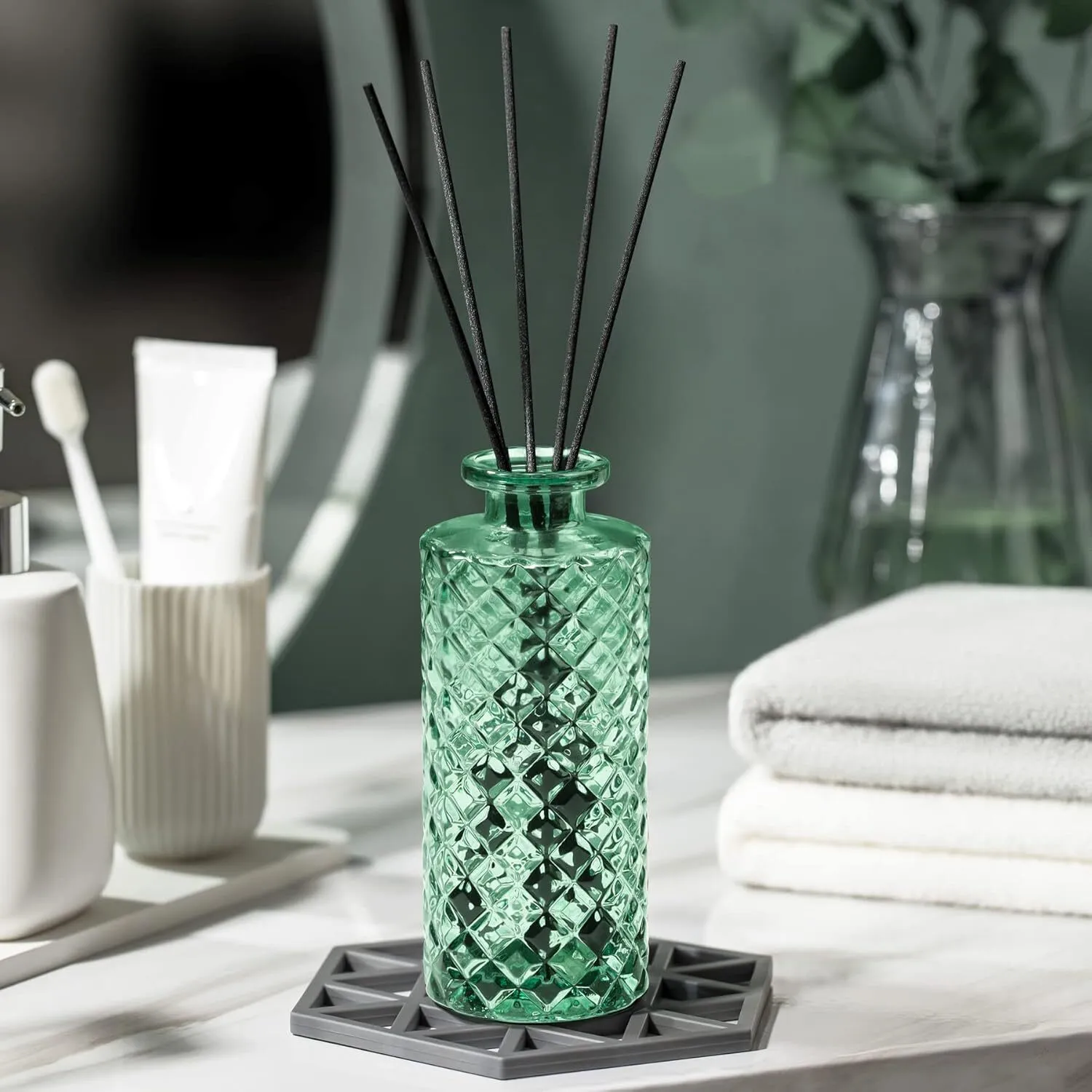 Green Glass Bud Vase