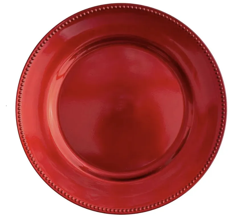 Metallic Red Charger Plate with Beaded Edge