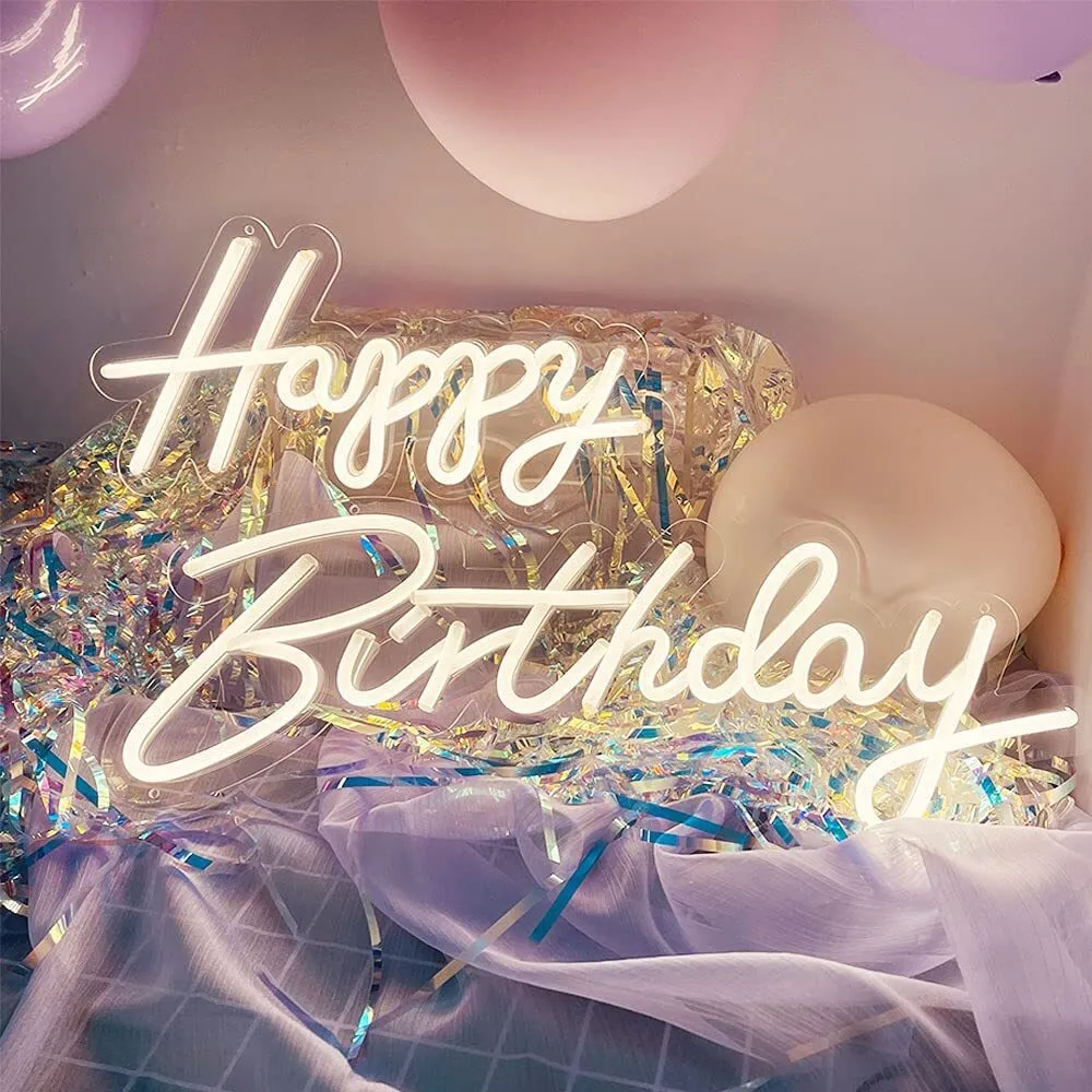 37 x 8" "Happy Birthday" Neon Sign