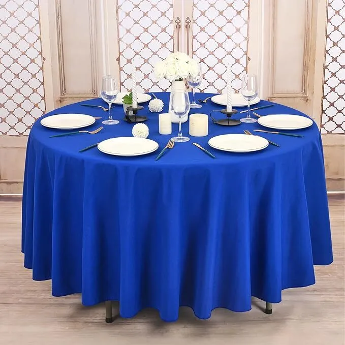 120" Royal Blue Polyester Round Tablecloth