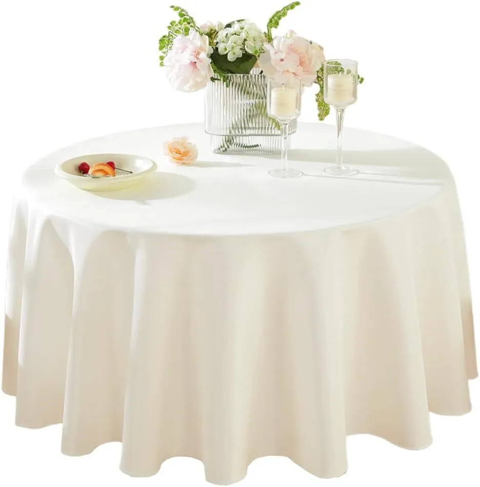 120" Ivory Round Polyester Tablecloth