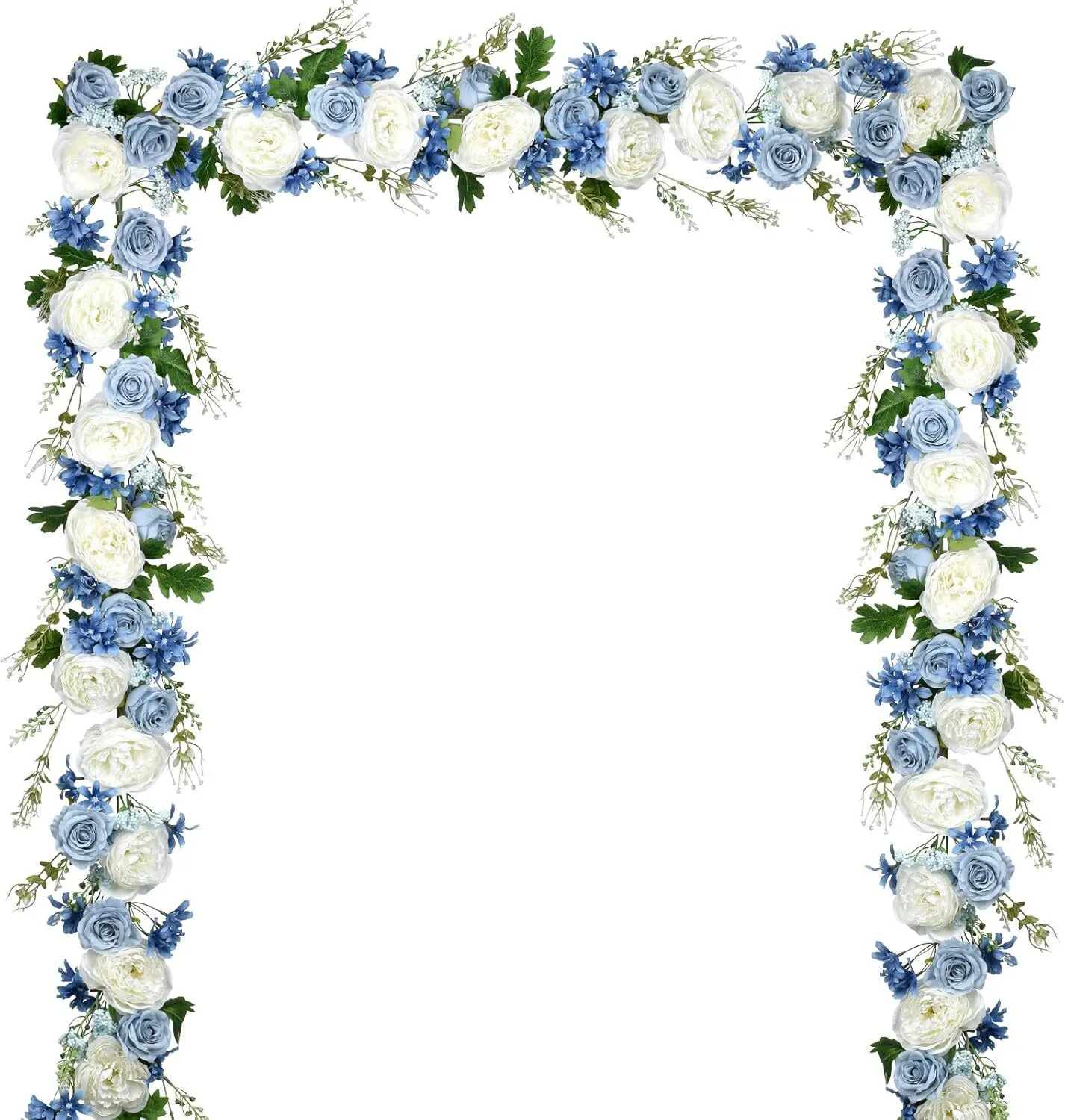 6' Strand Blue, White and Dark Blue Artificial Peony Flower Garland