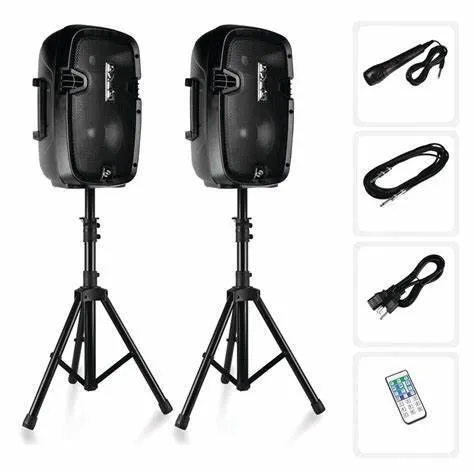 Set of 2 8" PA Speakers with Stand