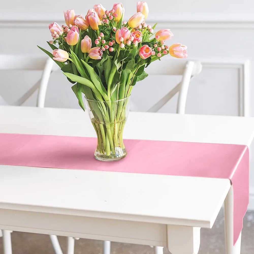 12" x 108" Pink Satin Table Runner