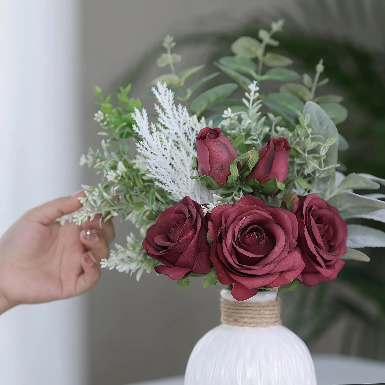 Flowers and Vase- Red