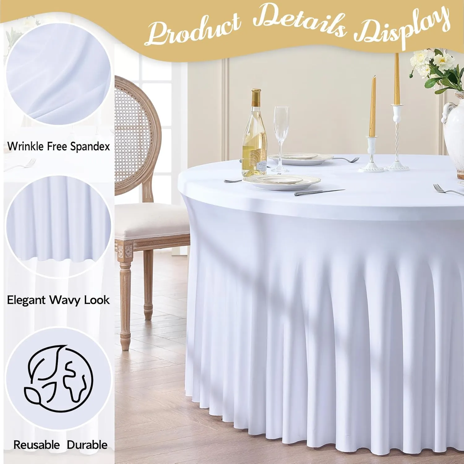 Table Linen for 48" Round Table- Fitted Drape