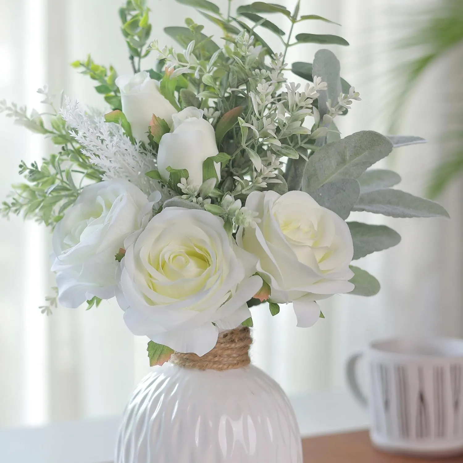 Flowers and Vase- White