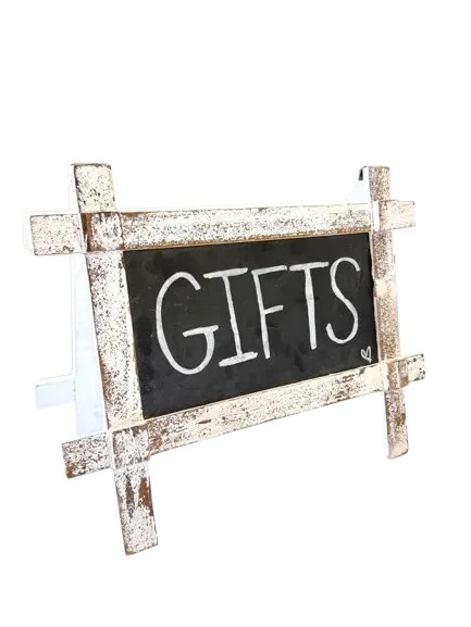 White Gifts Chalkboard Sign