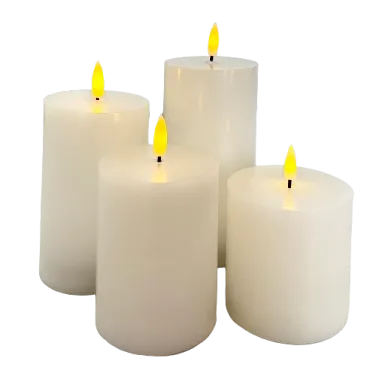 LED Pillar Candles Realistic Flame- White