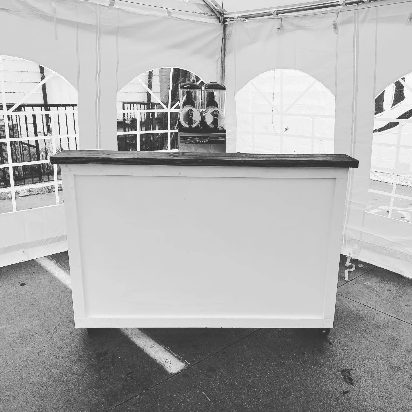 5' White Bar w/ Wood Top