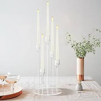 Clear Acrylic Candelabra, 5 Arm Candle Holder