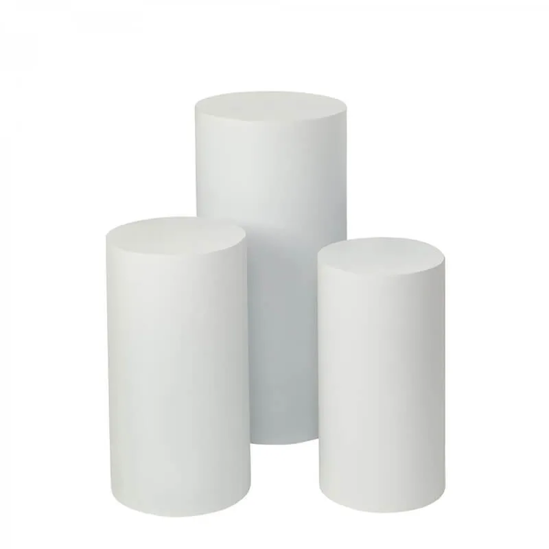 White Cylinder Metal Pedestal Stand