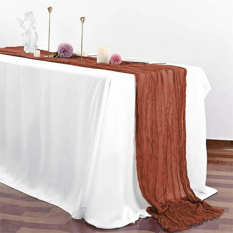 Terracotta Cheesecloth Table Runner