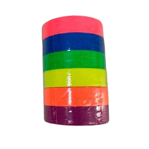Gaffer fluorescente paq. de 6 colores 15mm ancho y 5m largo