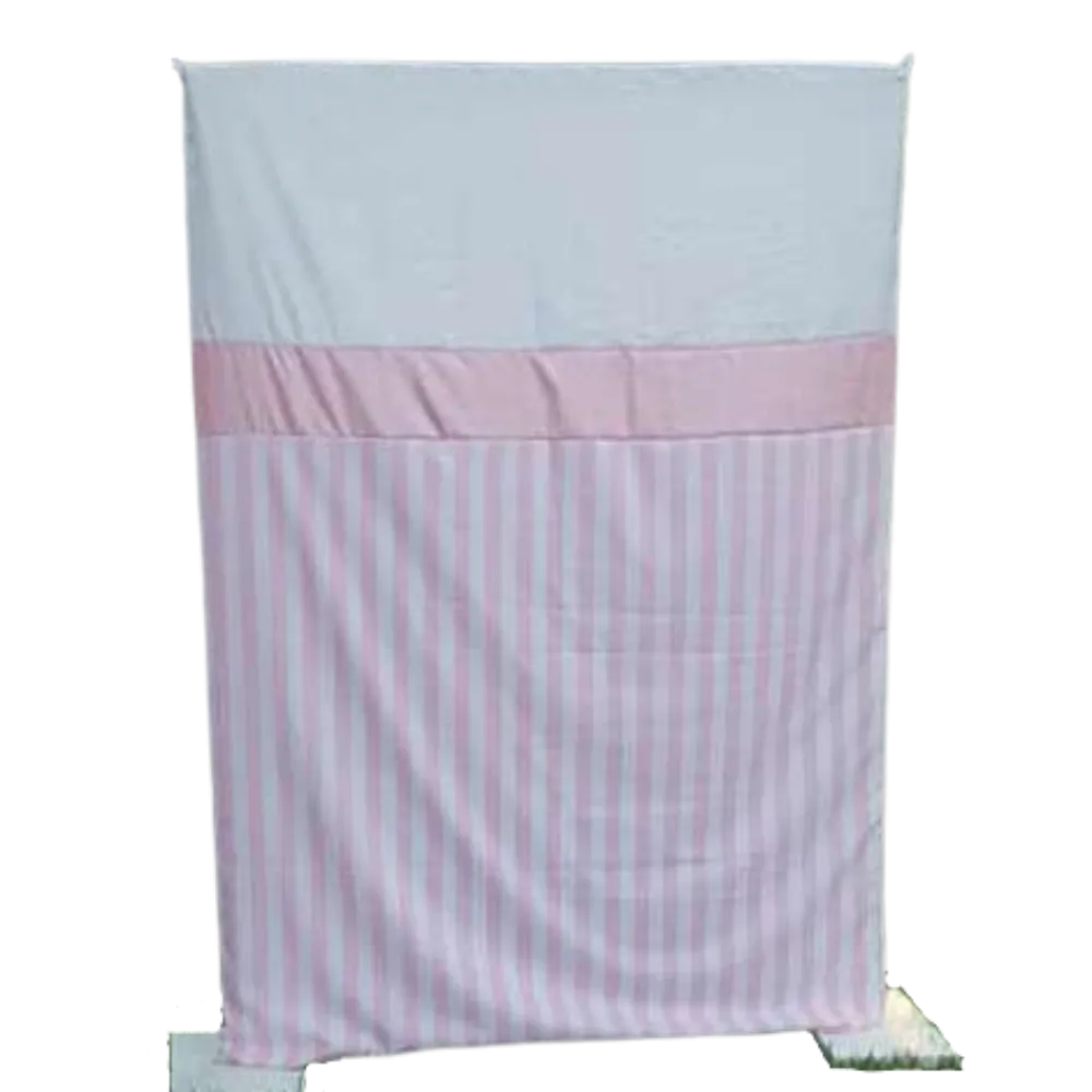 S1316 Pocket Draping - Pink & White Top - Stripe Bottom