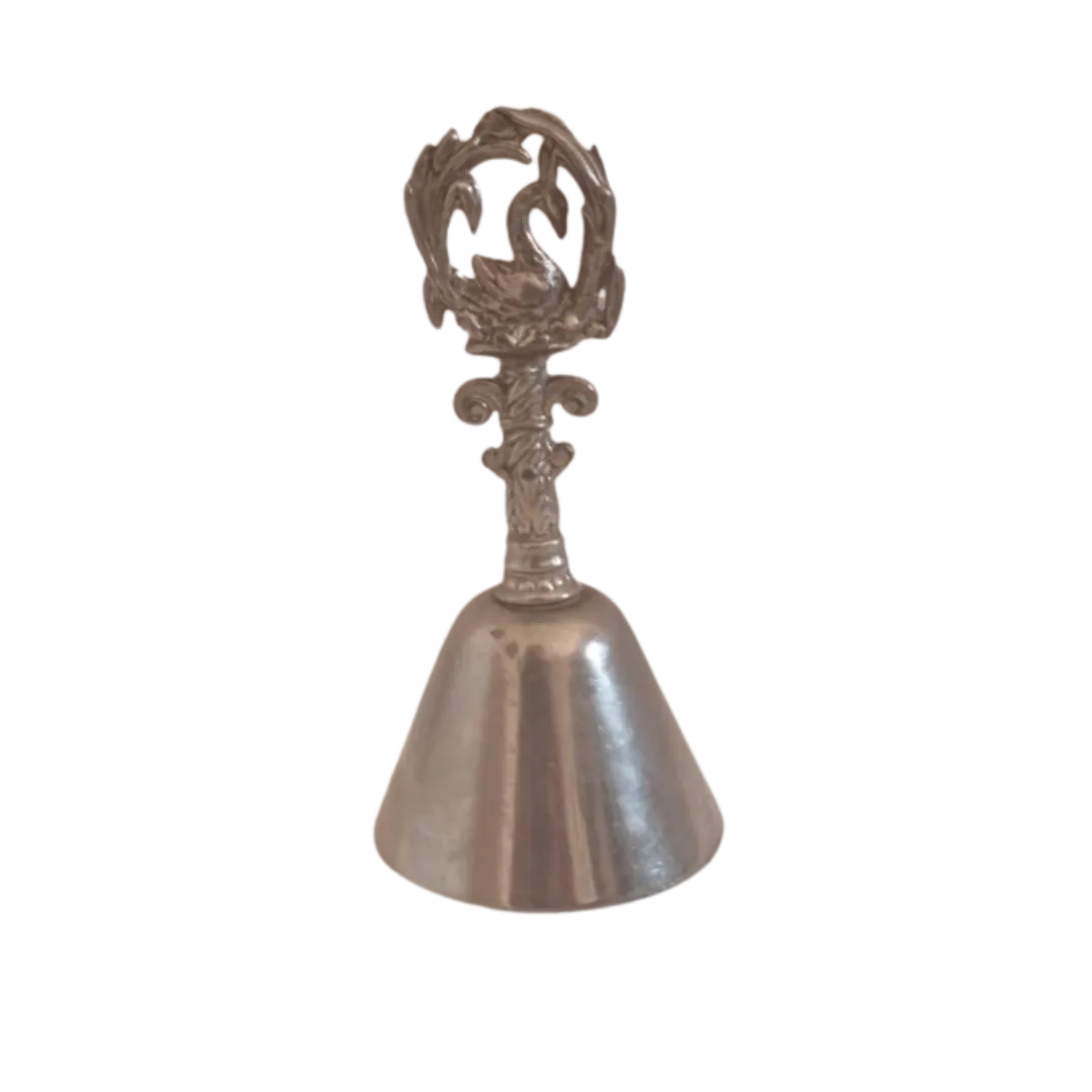 S1802 Silver Bell with Swan - 12cm High