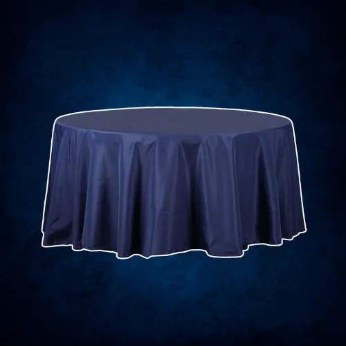Polyester Round Tablecloth 120" Navy Blue