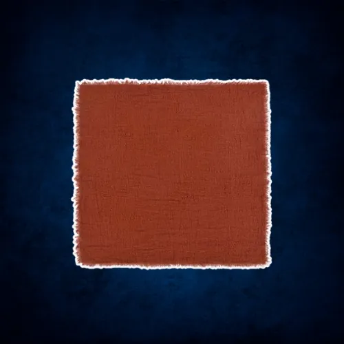 Cloth Napkins with Fringe 17" by 17" Terracotta