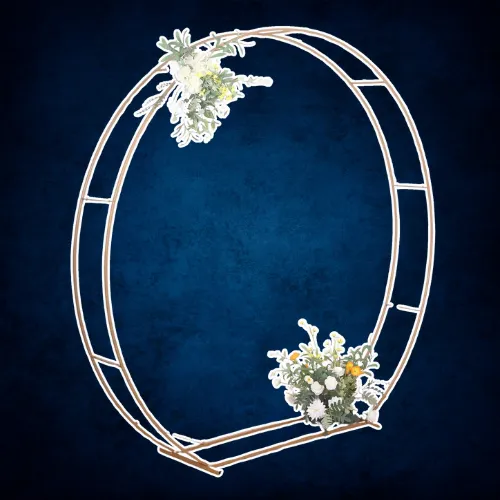 Gold Metal Double Hoop Wedding Arch - 7.5'