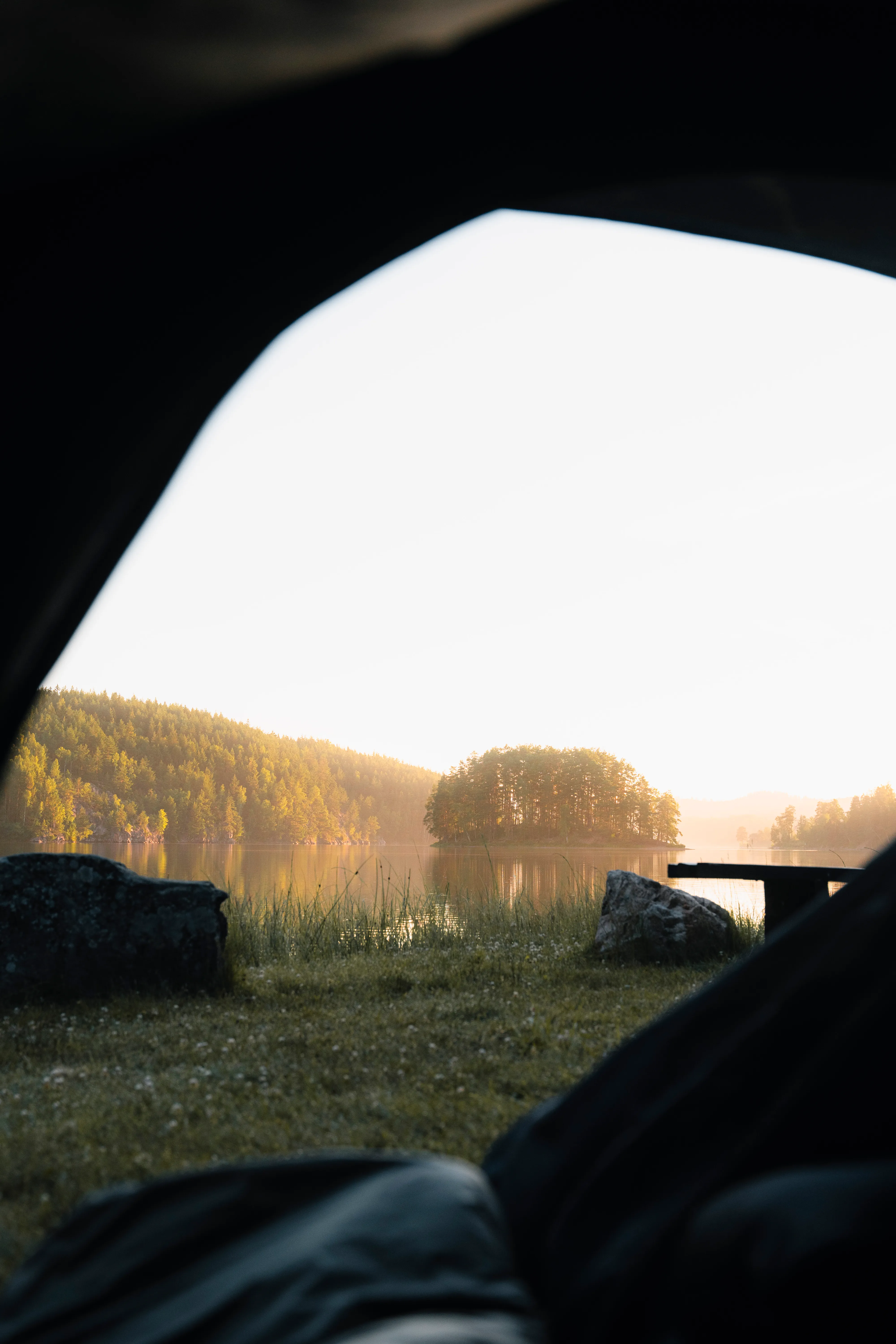 camping in tent