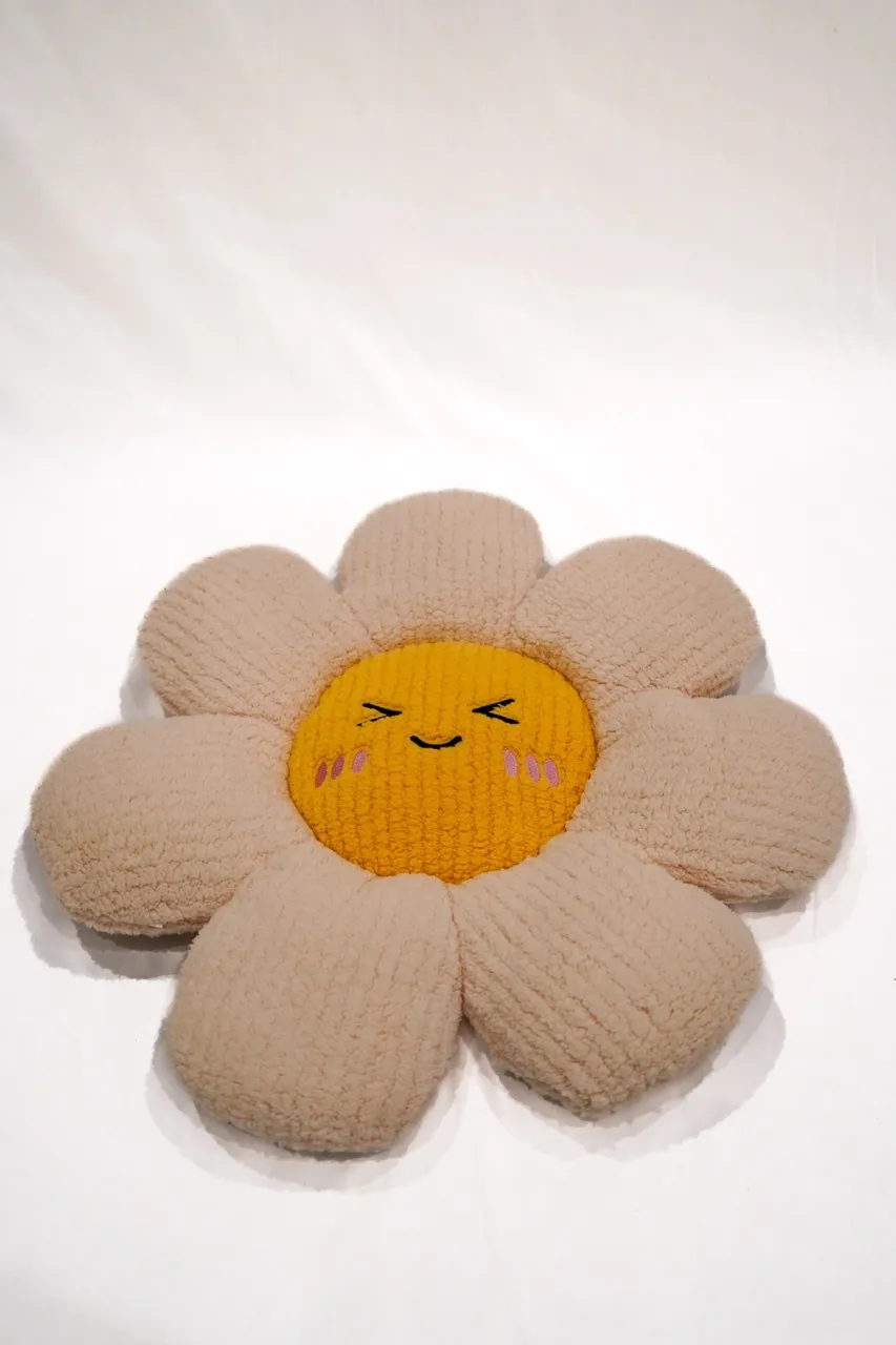 Off-White Smile Flower Pillow 18"