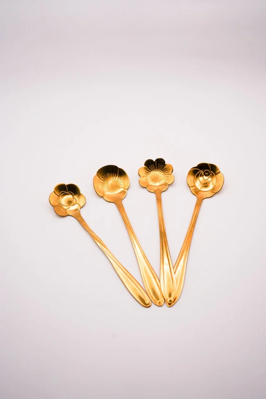 Small Gold Flower Spoons