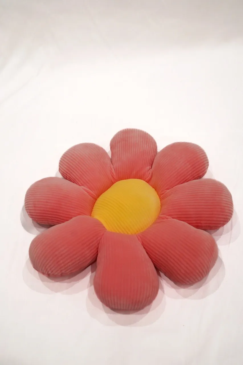 Small Pink Flower Pillow with Yellow Center 14"